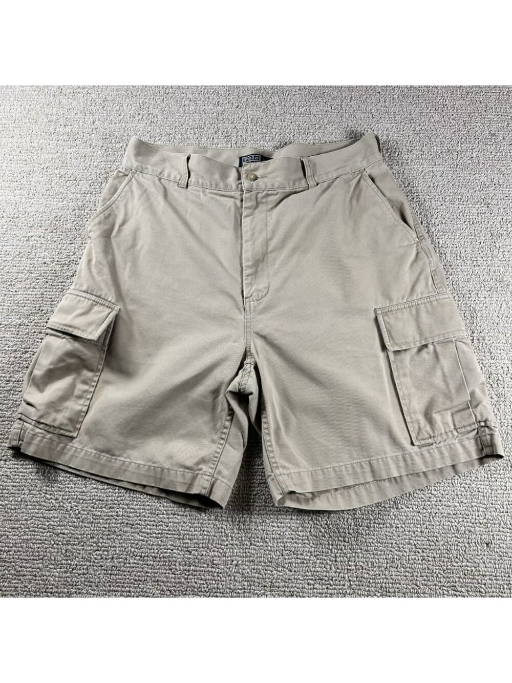 Polo Ralph Lauren Flat Front Cargo Shorts Pockets Beige Men’s Size 34 x 8